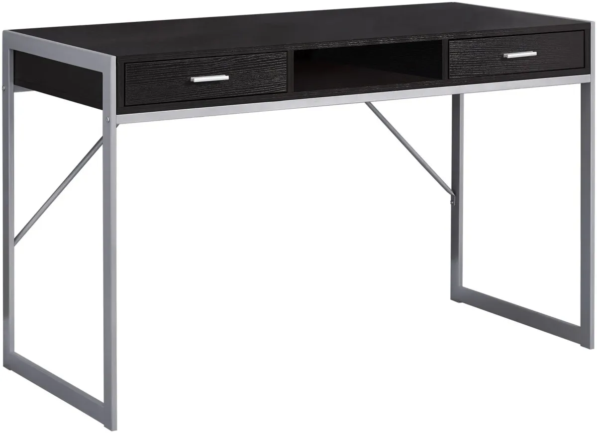 Computer Desk, Home Office, Laptop, Storage Drawers, 48"L, Work, Metal, Laminate, Brown, Grey, Contemporary, Modern