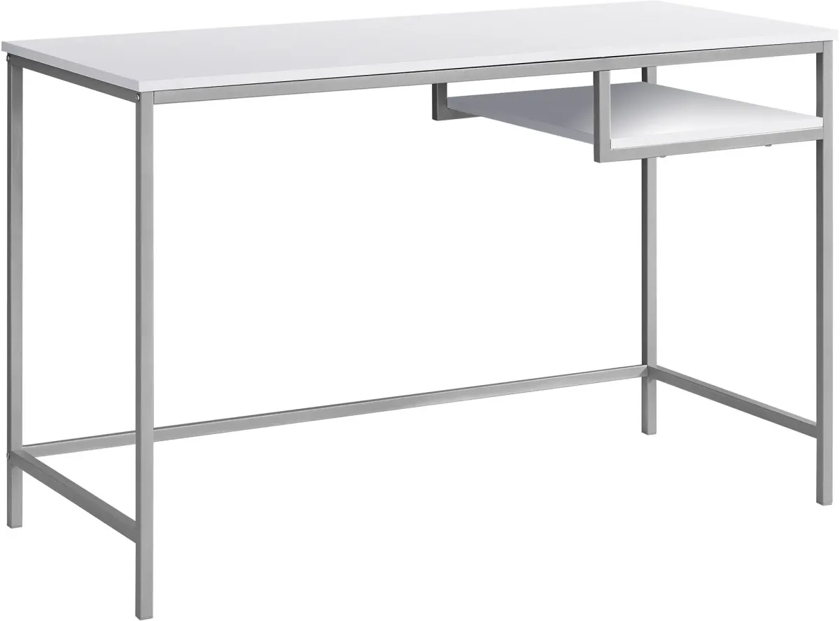 Computer Desk, Home Office, Laptop, 48"L, Work, Metal, Laminate, White, Grey, Contemporary, Modern