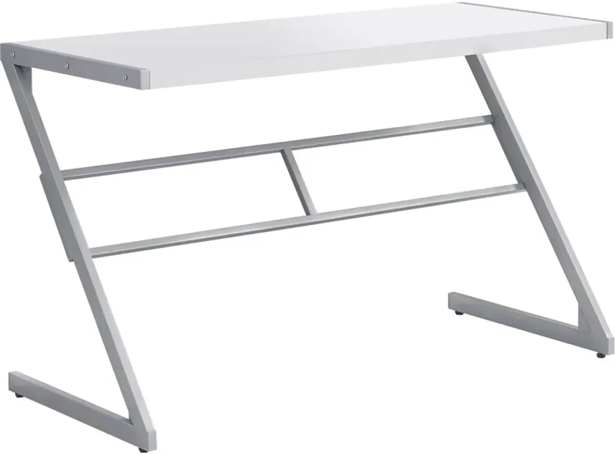 Computer Desk, Home Office, Laptop, 48"L, Work, Metal, Laminate, White, Grey, Contemporary, Modern