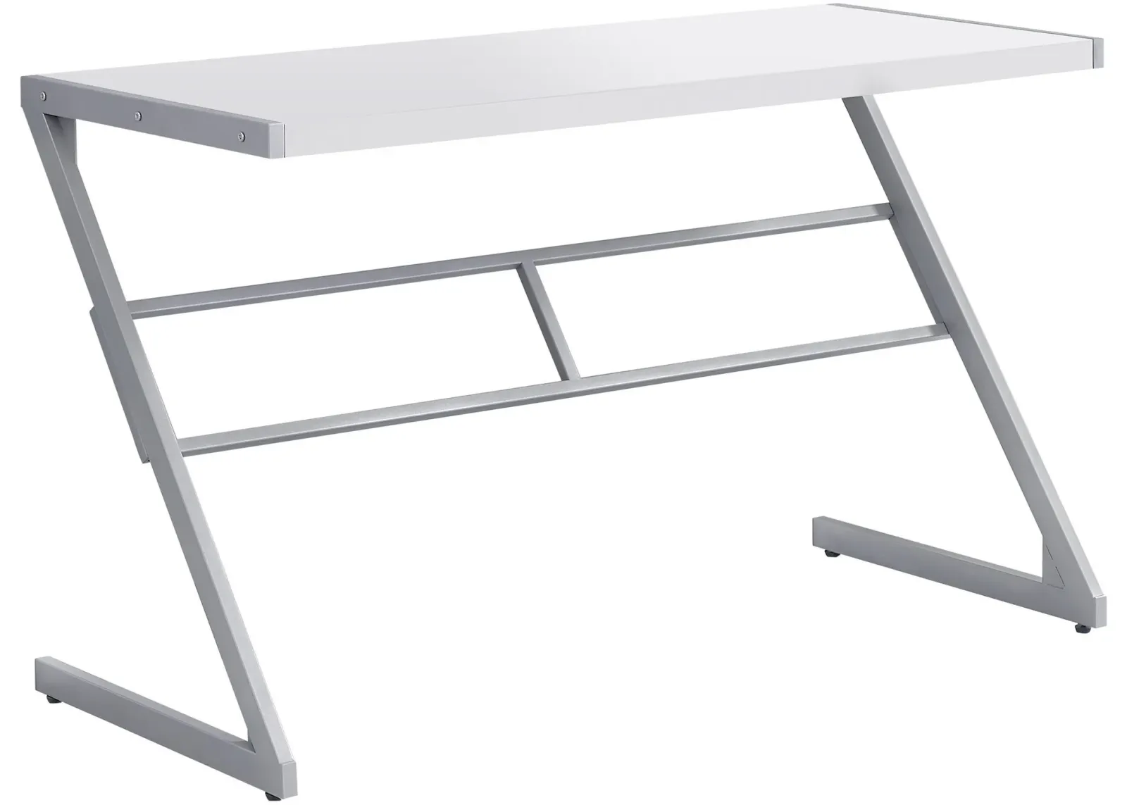 Computer Desk, Home Office, Laptop, 48"L, Work, Metal, Laminate, White, Grey, Contemporary, Modern