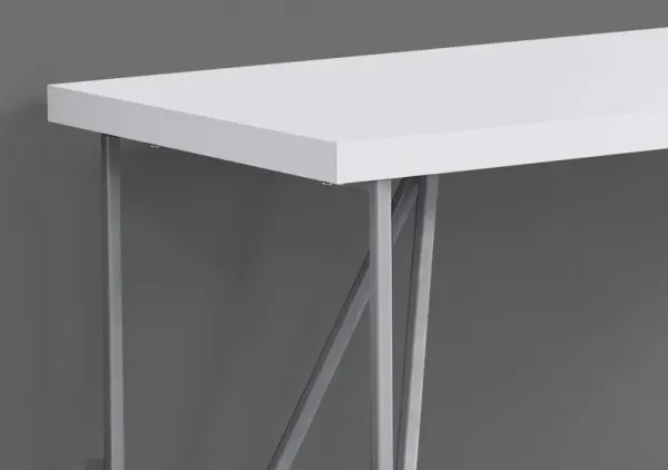 Computer Desk, Home Office, Laptop, 48"L, Work, Metal, Laminate, White, Grey, Contemporary, Modern
