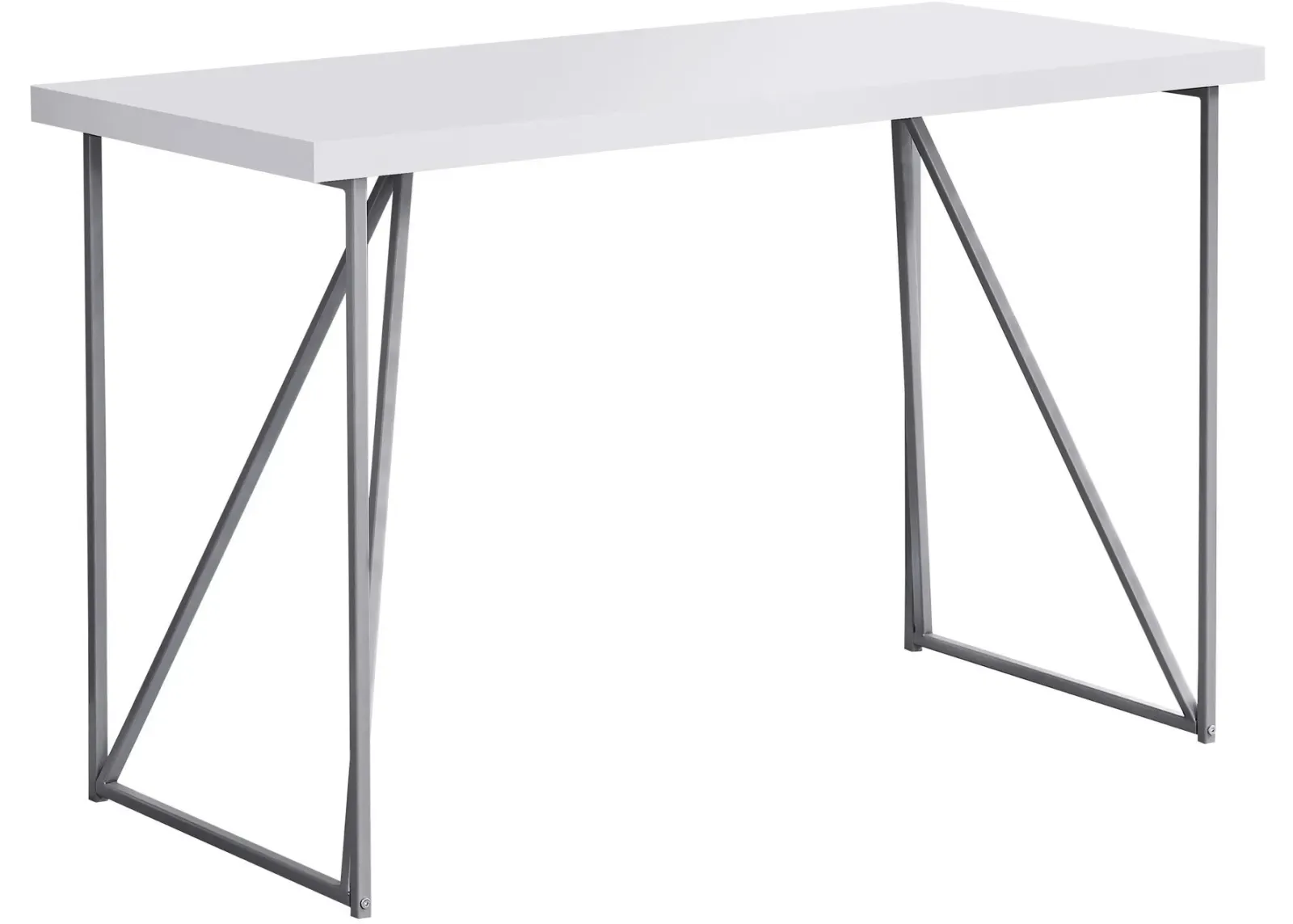 Computer Desk, Home Office, Laptop, 48"L, Work, Metal, Laminate, White, Grey, Contemporary, Modern