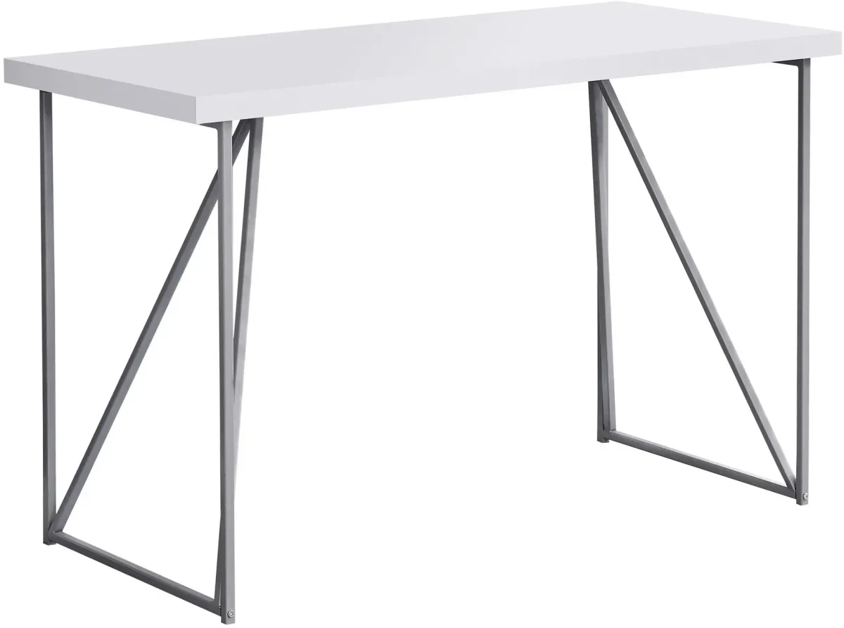 Computer Desk, Home Office, Laptop, 48"L, Work, Metal, Laminate, White, Grey, Contemporary, Modern