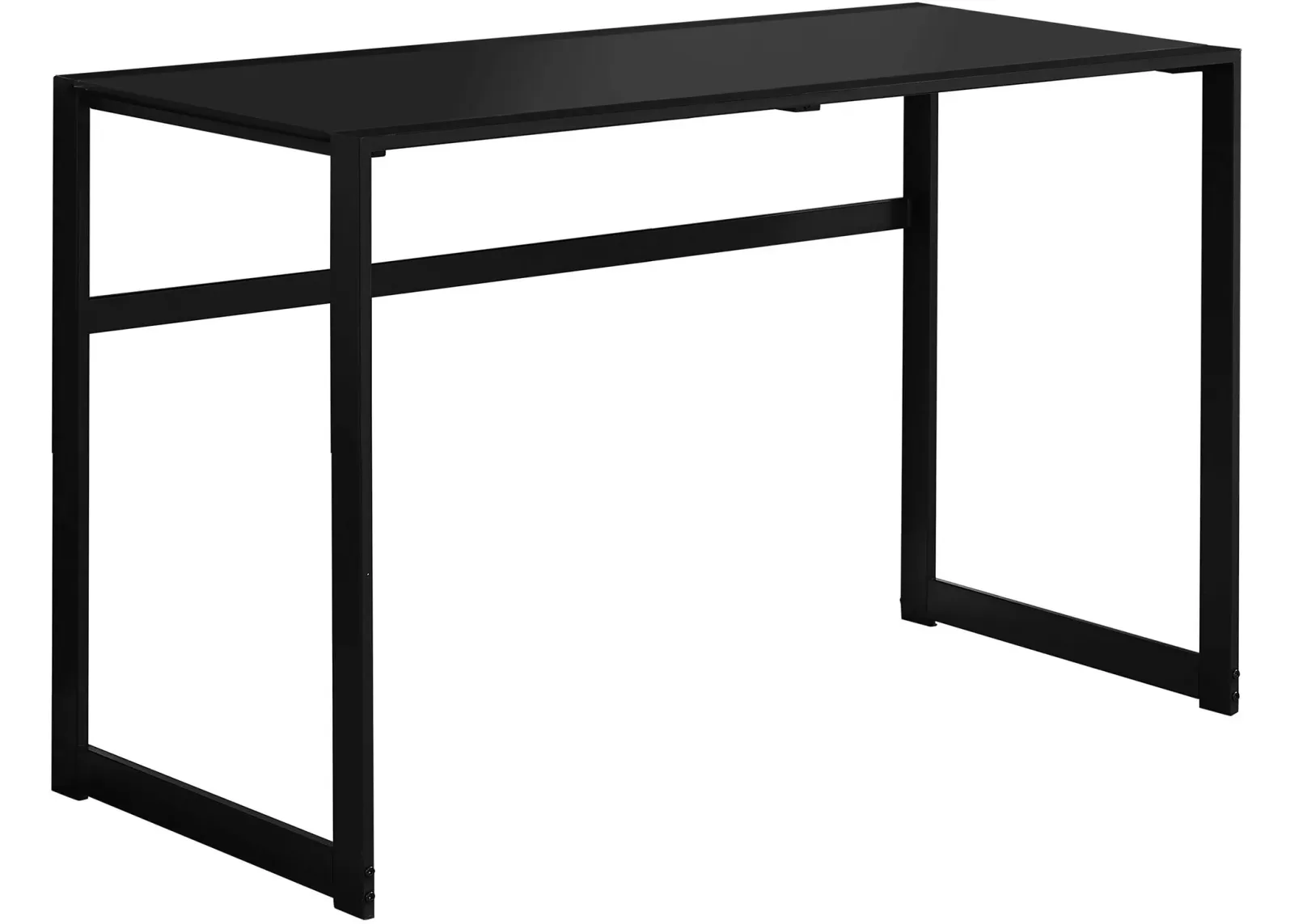 Computer Desk, Home Office, Laptop, 48"L, Work, Metal, Tempered Glass, Black, Contemporary, Modern