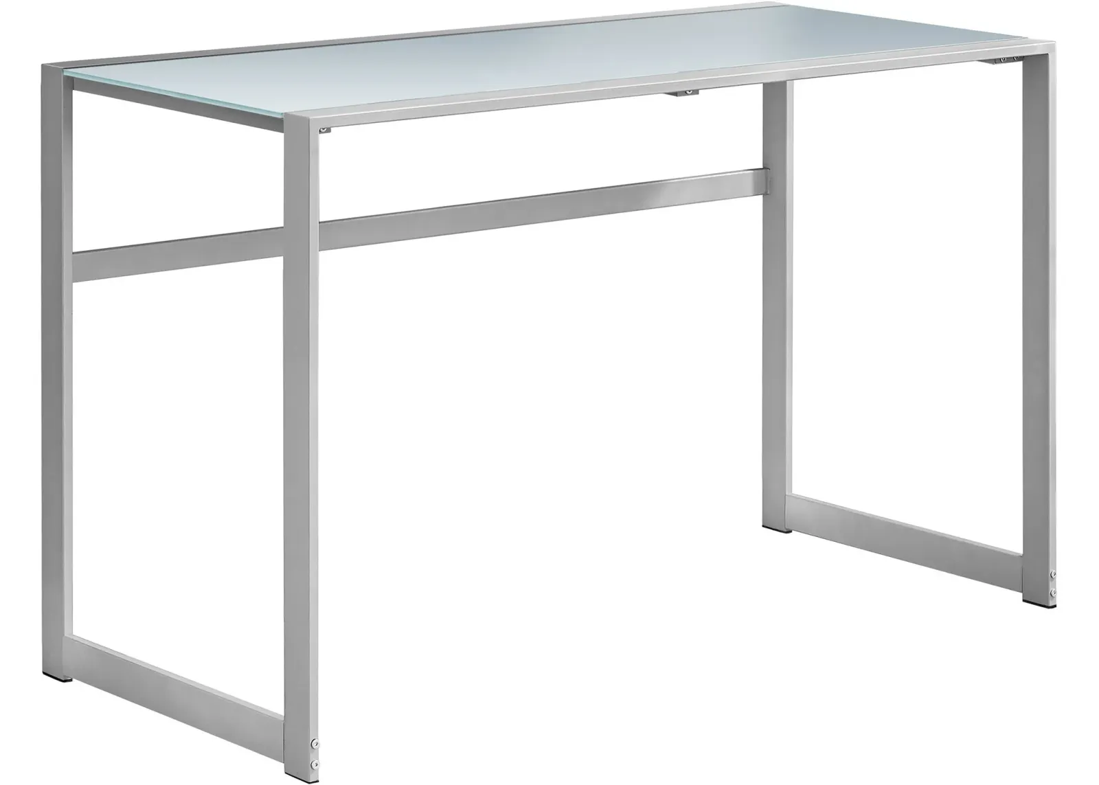 Computer Desk, Home Office, Laptop, 48"L, Work, Metal, Tempered Glass, Grey, Contemporary, Modern