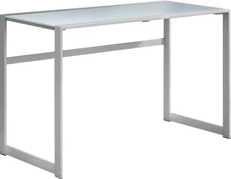 Computer Desk, Home Office, Laptop, 48"L, Work, Metal, Tempered Glass, Grey, Contemporary, Modern