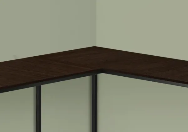 Computer Desk, Home Office, Corner, 58"L, L Shape, Work, Laptop, Metal, Laminate, Brown, Black, Contemporary, Modern