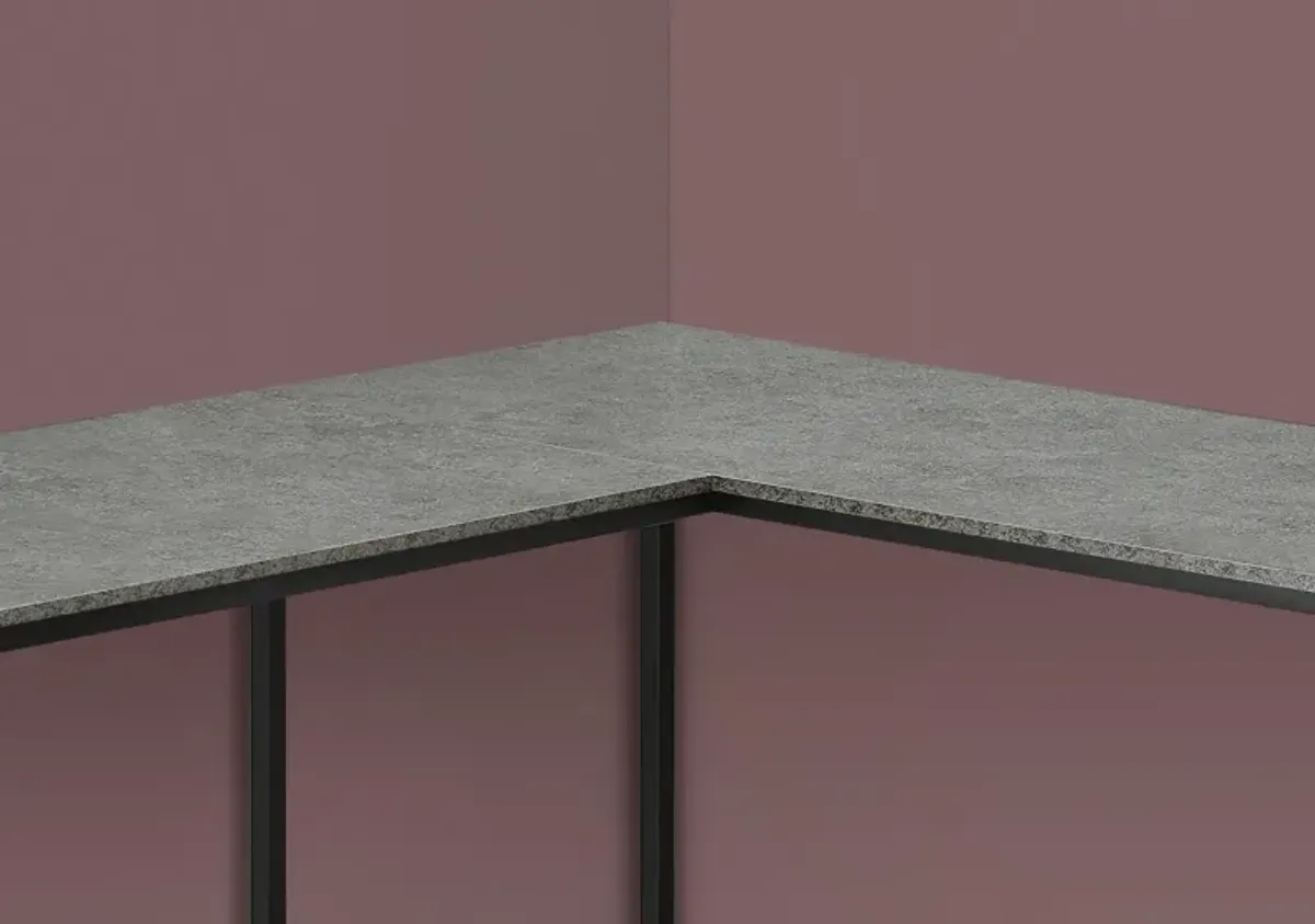 Computer Desk, Home Office, Corner, 58"L, L Shape, Work, Laptop, Metal, Laminate, Grey, Black, Contemporary, Modern