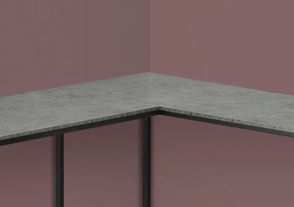 Computer Desk, Home Office, Corner, 58"L, L Shape, Work, Laptop, Metal, Laminate, Grey, Black, Contemporary, Modern