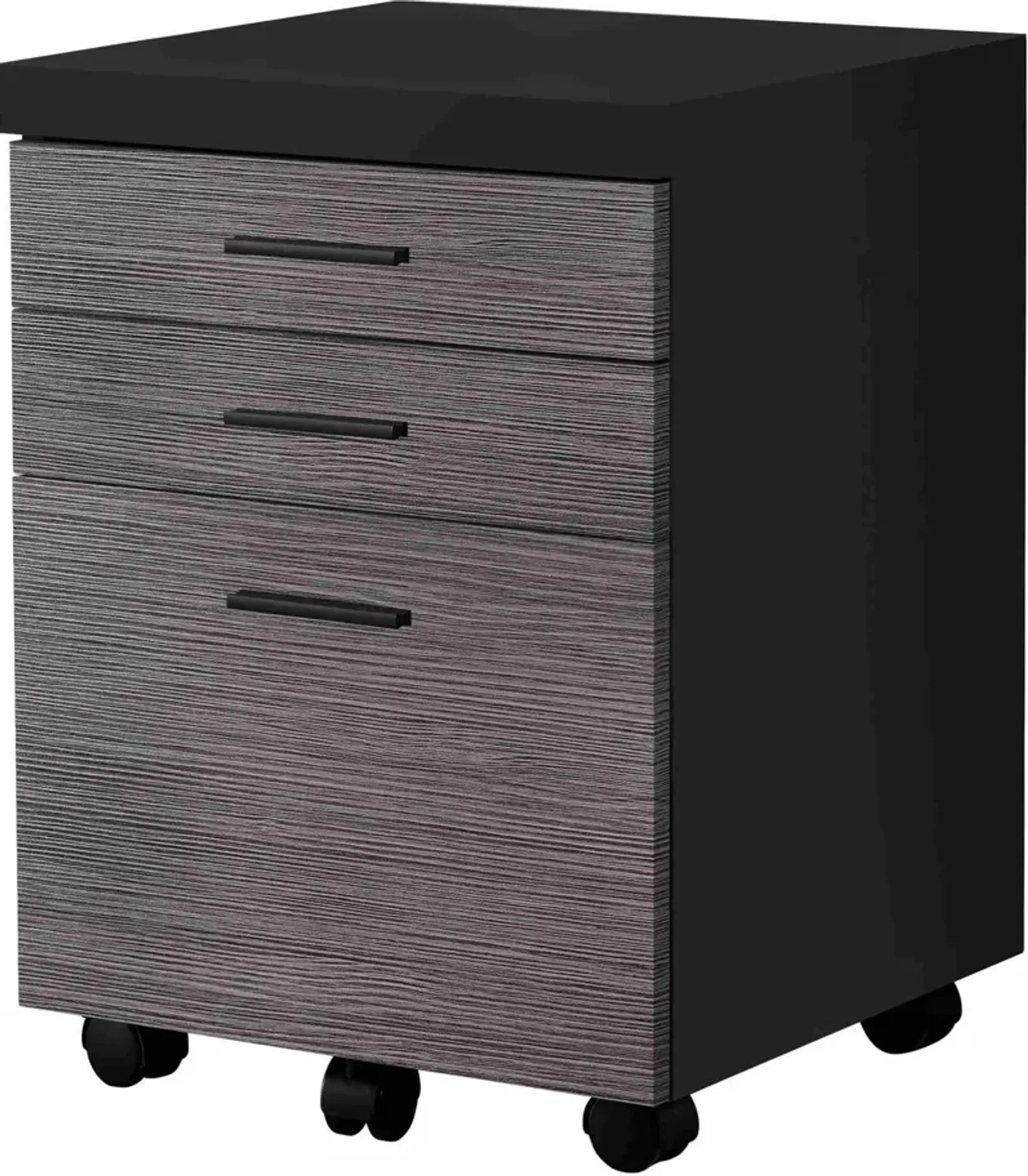 File Cabinet, Rolling Mobile, Storage Drawers, Printer Stand, Office, Work, Laminate, Black, Grey, Contemporary, Modern