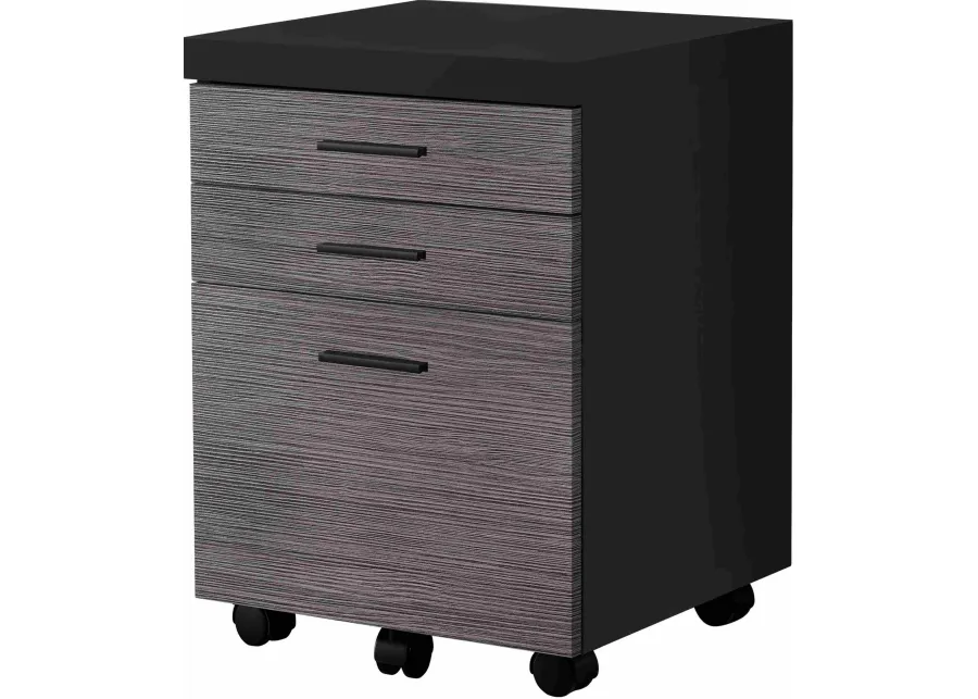 File Cabinet, Rolling Mobile, Storage Drawers, Printer Stand, Office, Work, Laminate, Black, Grey, Contemporary, Modern