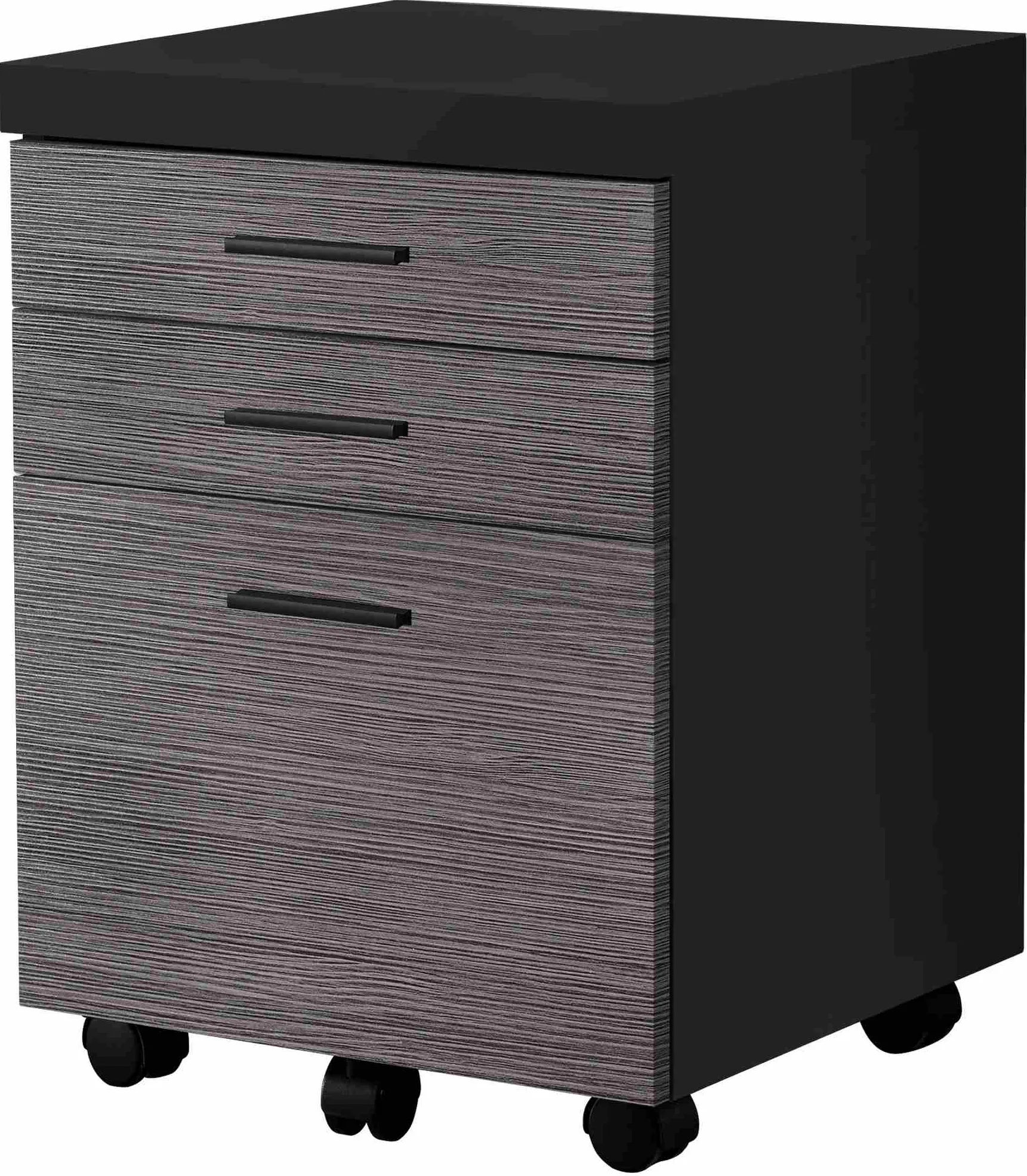 File Cabinet, Rolling Mobile, Storage Drawers, Printer Stand, Office, Work, Laminate, Black, Grey, Contemporary, Modern