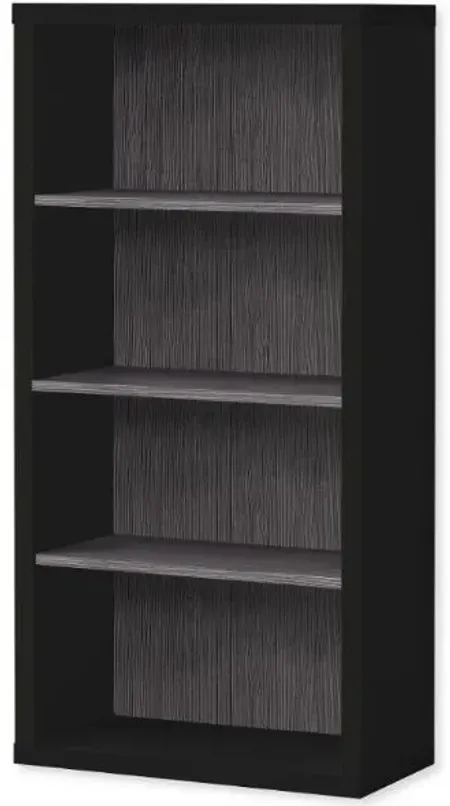 Bookshelf, Bookcase, Etagere, 5 Tier, 48"H, Office, Bedroom, Laminate, Black, Grey, Contemporary, Modern