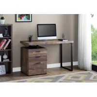 Computer Desk, Home Office, Laptop, Left, Right Set-Up, Storage Drawers, 48"L, Work, Metal, Laminate, Brown, Black, Contemporary, Modern