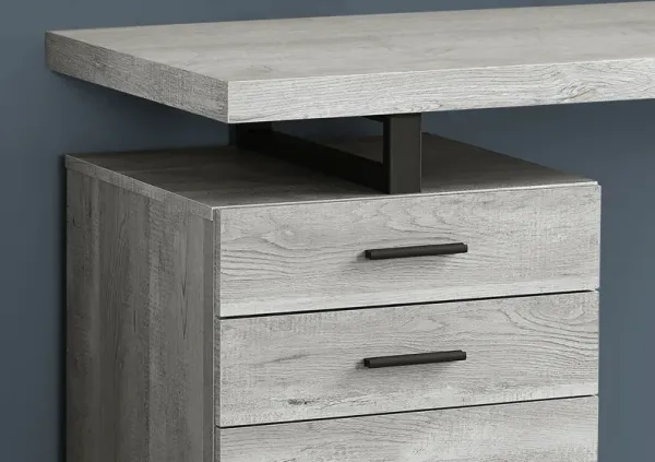 Computer Desk, Home Office, Laptop, Left, Right Set-Up, Storage Drawers, 48"L, Work, Metal, Laminate, Grey, Black, Contemporary, Modern