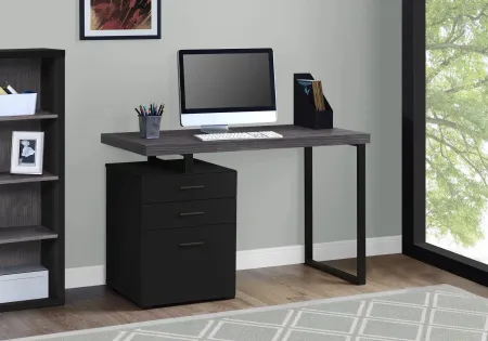 Computer Desk, Home Office, Laptop, Left, Right Set-Up, Storage Drawers, 48"L, Work, Metal, Laminate, Black, Grey, Contemporary, Modern