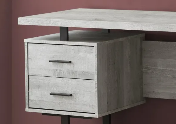 Computer Desk, Home Office, Laptop, Left, Right Set-Up, Storage Drawers, 60"L, Work, Metal, Laminate, Grey, Black, Contemporary, Modern