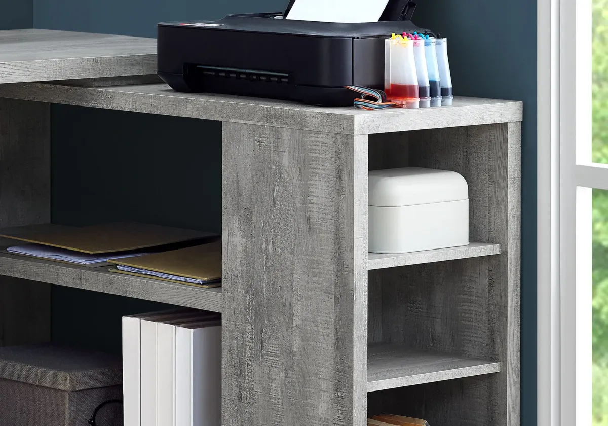 Computer Desk, Home Office, Corner, Left, Right Set-Up, Storage Drawers, L Shape, Work, Laptop, Laminate, Grey, Contemporary, Modern
