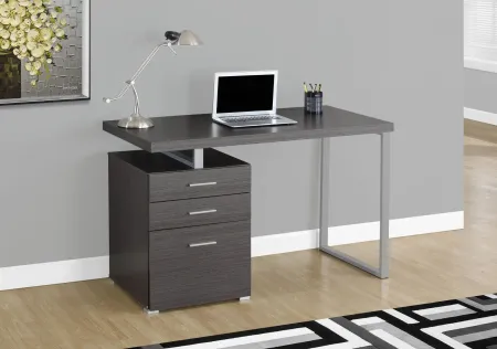 Computer Desk, Home Office, Laptop, Left, Right Set-Up, Storage Drawers, 48"L, Work, Metal, Laminate, Grey, Contemporary, Modern