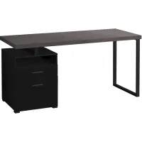 Computer Desk, Home Office, Laptop, Left, Right Set-Up, Storage Drawers, 60"L, Work, Metal, Laminate, Black, Grey, Contemporary, Modern