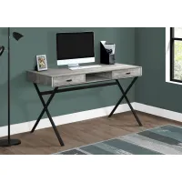 Computer Desk, Home Office, Laptop, Storage Drawers, 48"L, Work, Metal, Laminate, Grey, Black, Contemporary, Modern