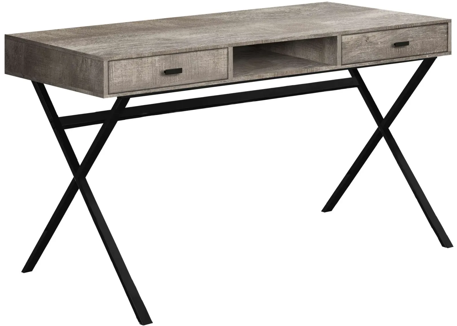 Computer Desk, Home Office, Laptop, Storage Drawers, 48"L, Work, Metal, Laminate, Beige, Black, Contemporary, Modern