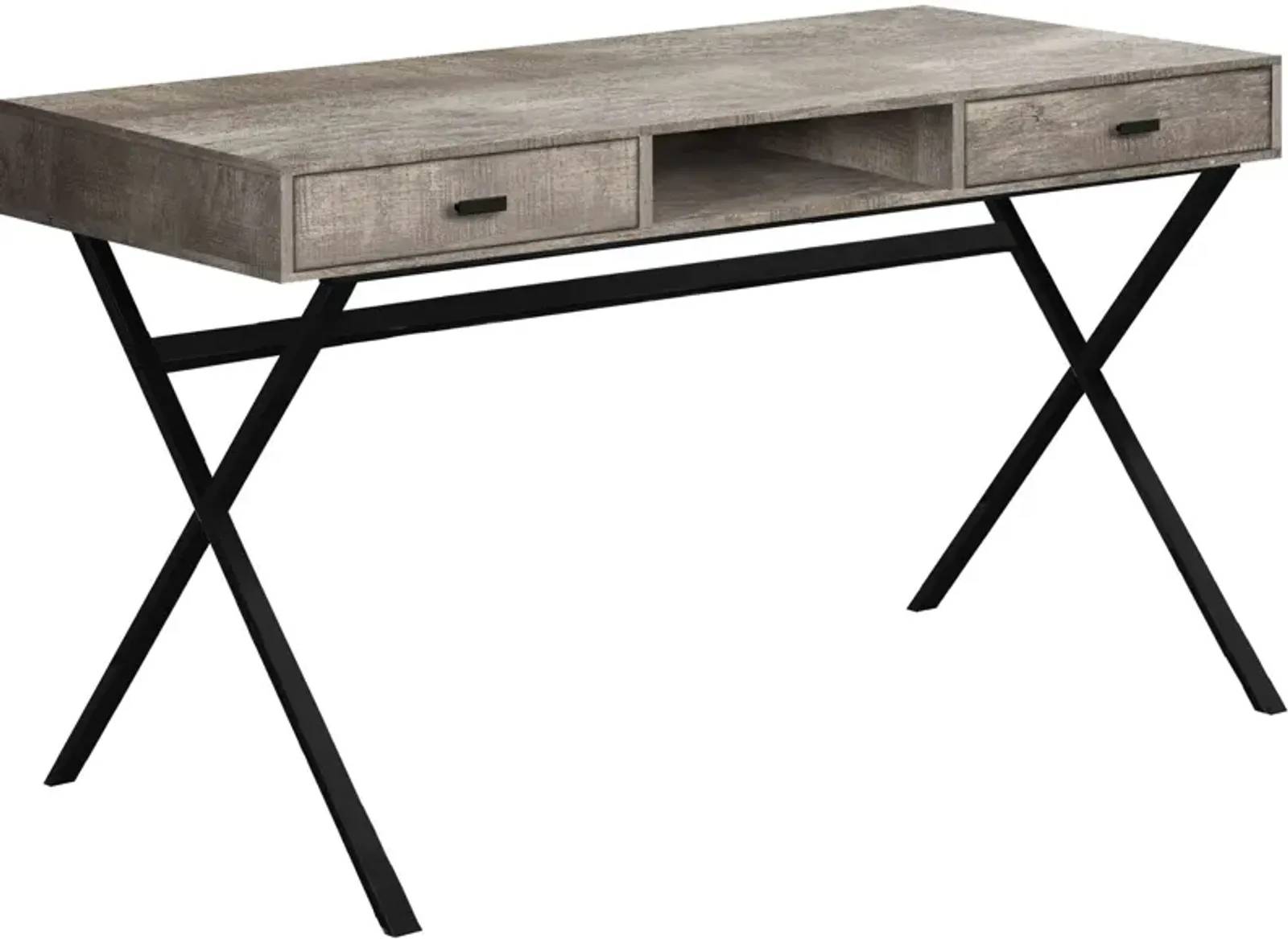 Computer Desk, Home Office, Laptop, Storage Drawers, 48"L, Work, Metal, Laminate, Beige, Black, Contemporary, Modern