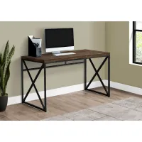 Computer Desk, Home Office, Laptop, Work, Metal, Laminate, Brown, Black, Contemporary, Modern