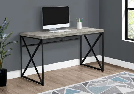 Computer Desk, Home Office, Laptop, Work, Metal, Laminate, Grey, Black, Contemporary, Modern