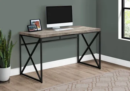 Computer Desk, Home Office, Laptop, Work, Metal, Laminate, Beige, Black, Contemporary, Modern