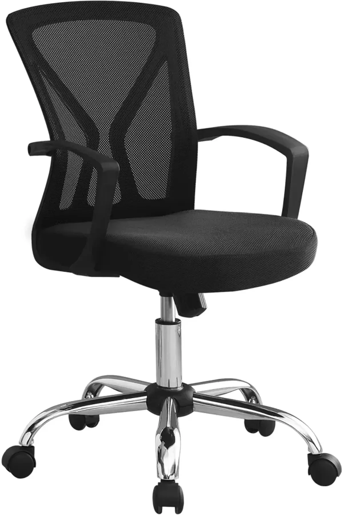 Office Chair, Adjustable Height, Swivel, Ergonomic, Armrests, Computer Desk, Work, Metal, Fabric, Black, Chrome, Contemporary, Modern