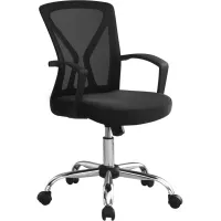 Office Chair, Adjustable Height, Swivel, Ergonomic, Armrests, Computer Desk, Work, Metal, Fabric, Black, Chrome, Contemporary, Modern
