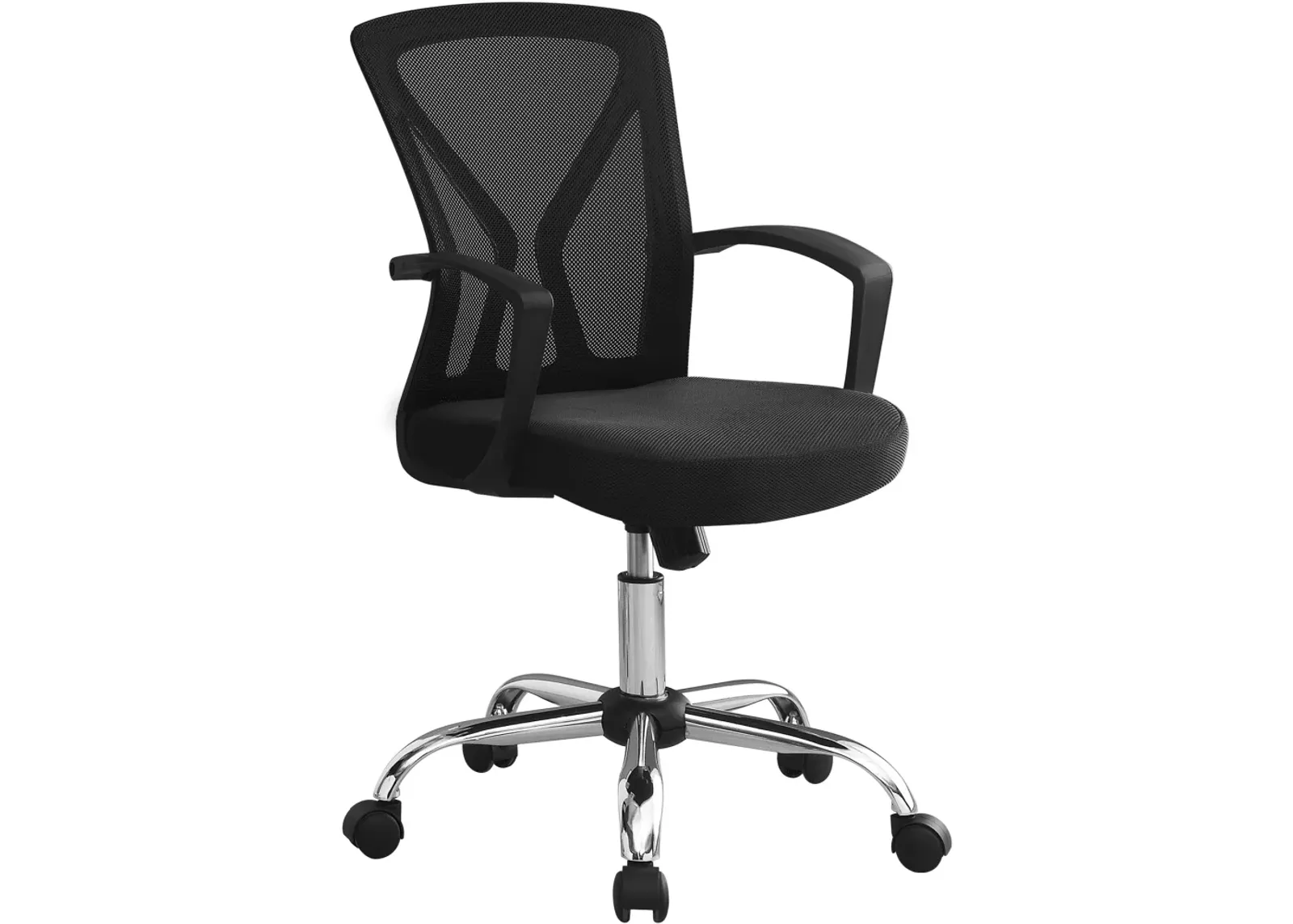 Office Chair, Adjustable Height, Swivel, Ergonomic, Armrests, Computer Desk, Work, Metal, Fabric, Black, Chrome, Contemporary, Modern