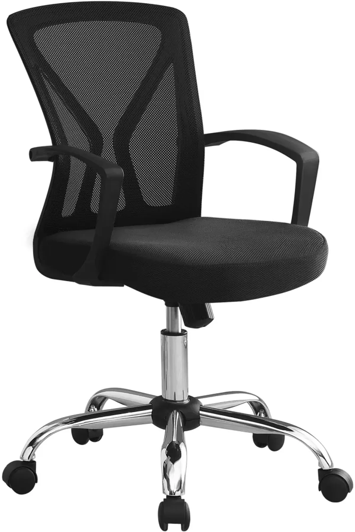 Office Chair, Adjustable Height, Swivel, Ergonomic, Armrests, Computer Desk, Work, Metal, Fabric, Black, Chrome, Contemporary, Modern