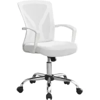Office Chair, Adjustable Height, Swivel, Ergonomic, Armrests, Computer Desk, Work, Metal, Fabric, White, Chrome, Contemporary, Modern
