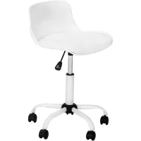 Office Chair, Adjustable Height, Swivel, Ergonomic, Computer Desk, Work, Juvenile, Metal, Pu Leather Look, White, Contemporary, Modern