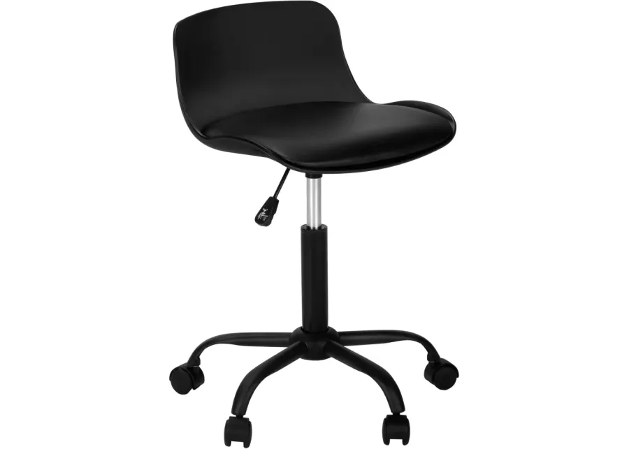 Office Chair, Adjustable Height, Swivel, Ergonomic, Computer Desk, Work, Juvenile, Metal, Pu Leather Look, Black, Contemporary, Modern