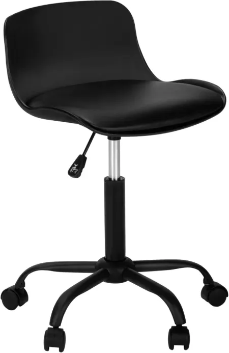 Office Chair, Adjustable Height, Swivel, Ergonomic, Computer Desk, Work, Juvenile, Metal, Pu Leather Look, Black, Contemporary, Modern