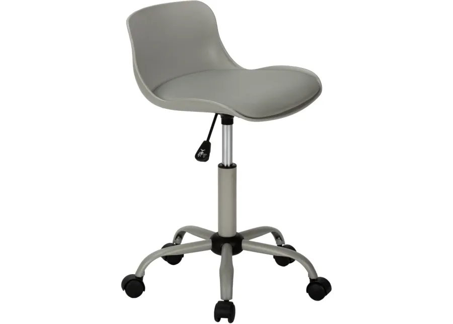Office Chair, Adjustable Height, Swivel, Ergonomic, Computer Desk, Work, Juvenile, Metal, Pu Leather Look, Grey, Contemporary, Modern