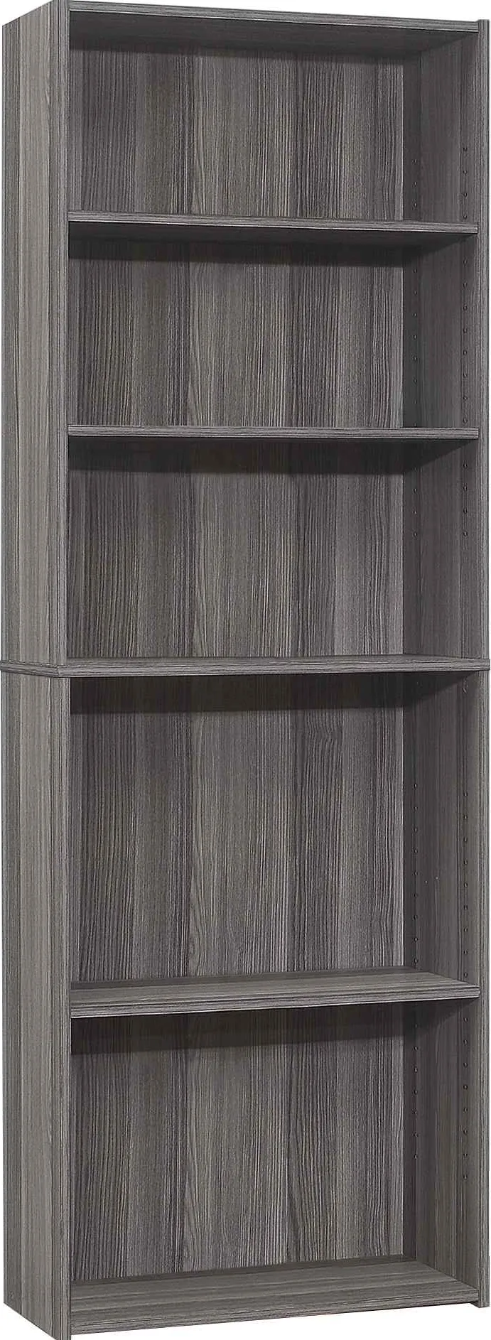 Bookshelf, Bookcase, 6 Tier, 72"H, Office, Bedroom, Laminate, Grey, Transitional