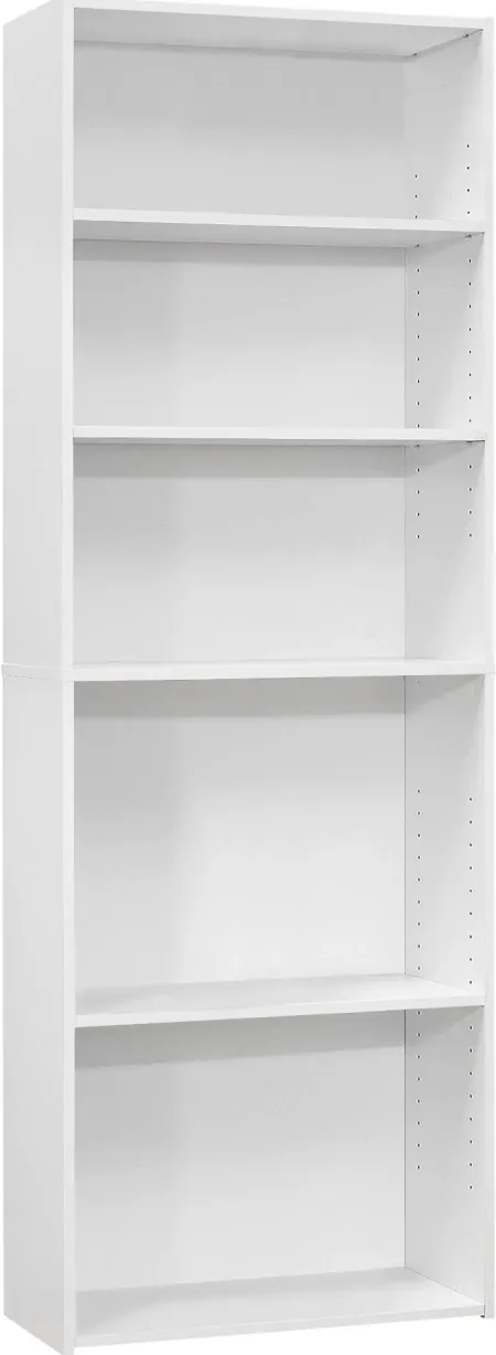 Bookshelf, Bookcase, 6 Tier, 72"H, Office, Bedroom, Laminate, White, Transitional