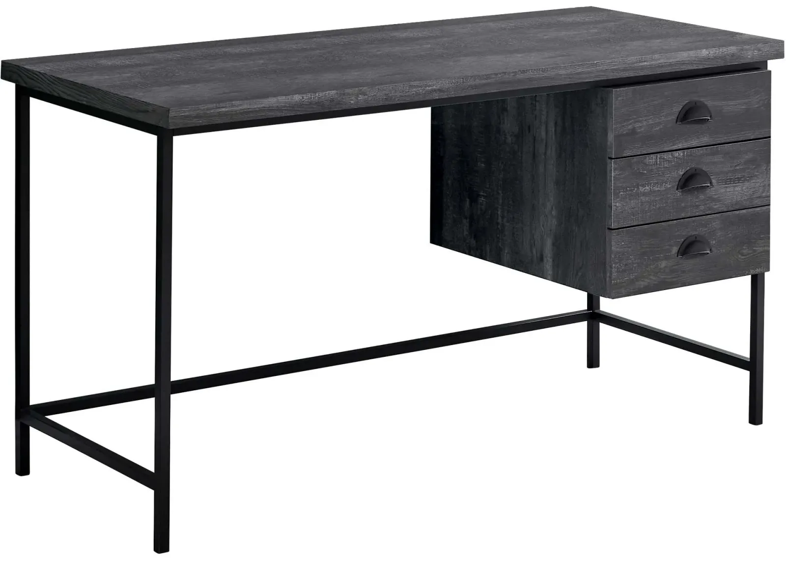 Computer Desk, Home Office, Laptop, Storage Drawers, 55"L, Work, Metal, Laminate, Black, Contemporary, Modern