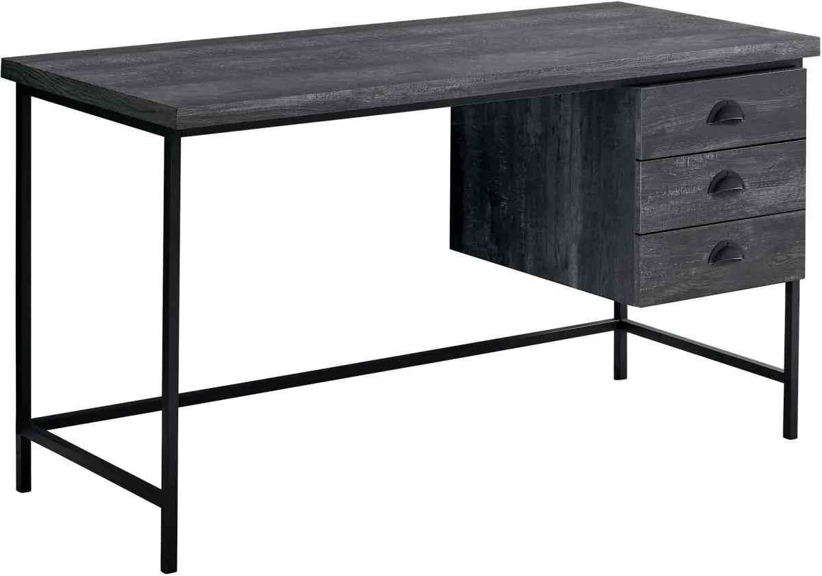 Computer Desk, Home Office, Laptop, Storage Drawers, 55"L, Work, Metal, Laminate, Black, Contemporary, Modern