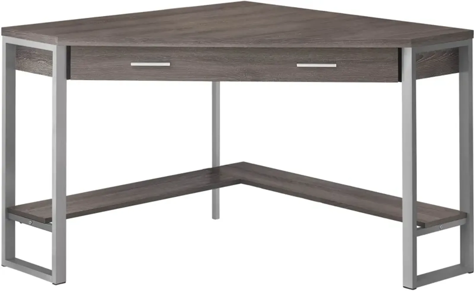 Computer Desk, Home Office, Corner, Storage Drawers, 42"L, Work, Laptop, Metal, Laminate, Brown, Grey, Contemporary, Modern