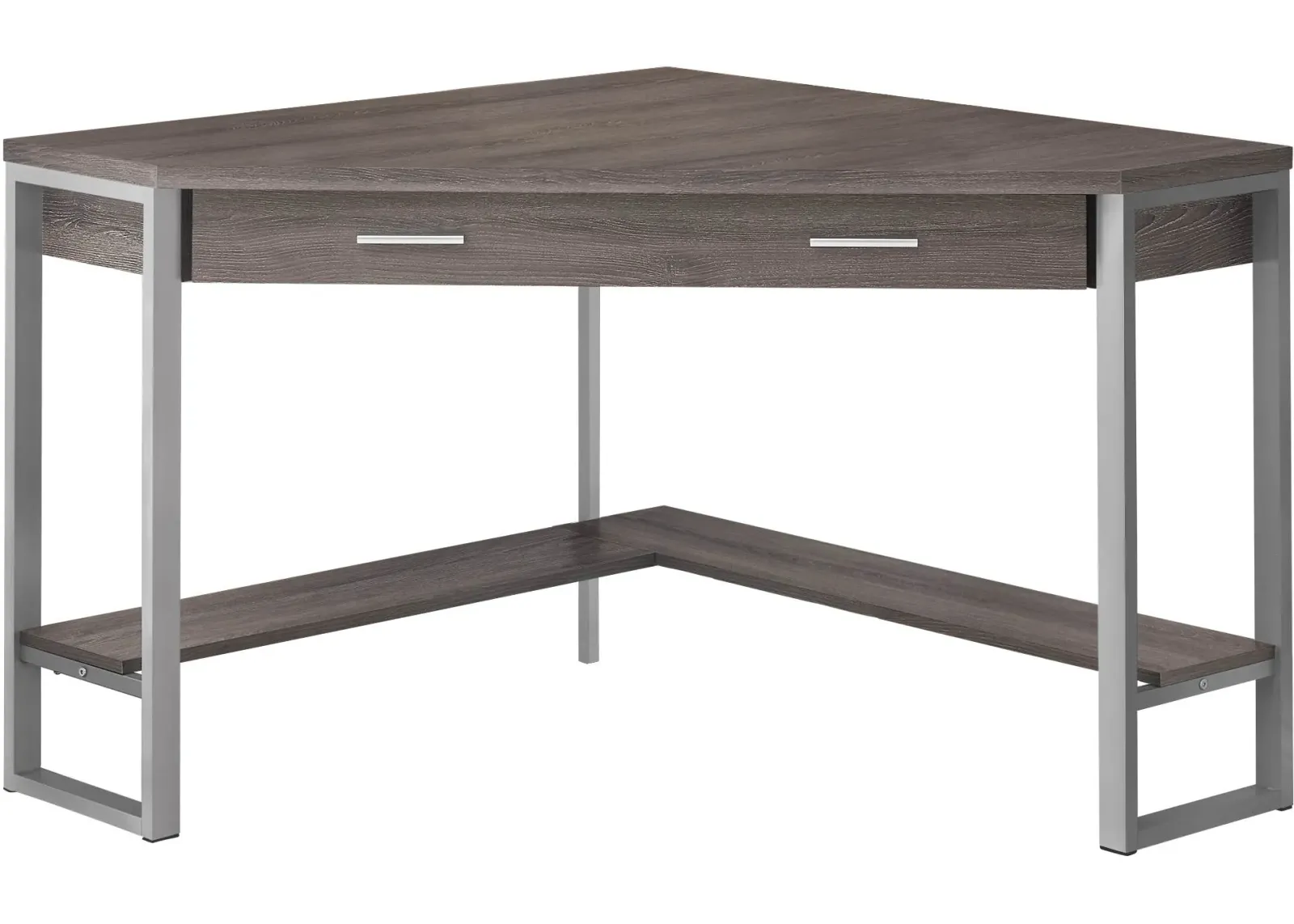 Computer Desk, Home Office, Corner, Storage Drawers, 42"L, Work, Laptop, Metal, Laminate, Brown, Grey, Contemporary, Modern