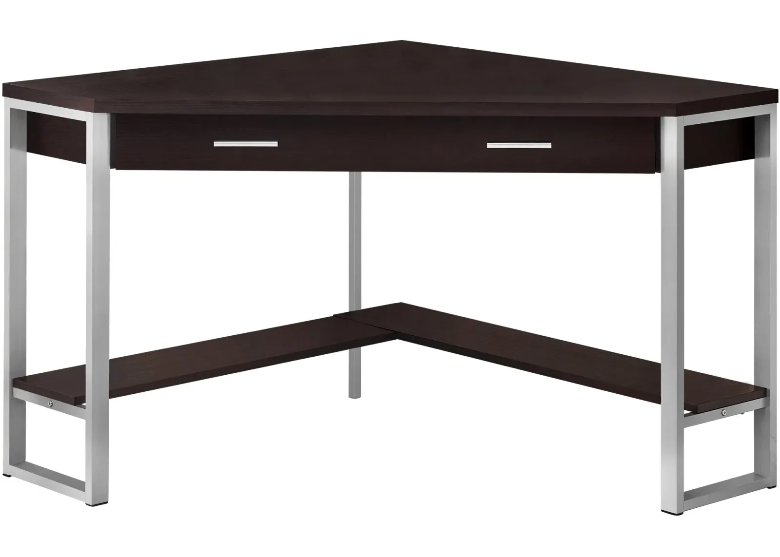 Computer Desk, Home Office, Corner, Storage Drawers, 42"L, Work, Laptop, Metal, Laminate, Brown, Grey, Contemporary, Modern