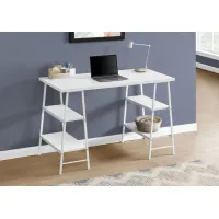 Computer Desk, Home Office, Laptop, Storage Shelves, 48"L, Work, Metal, Laminate, White, Contemporary, Modern