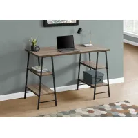 Computer Desk, Home Office, Laptop, Storage Shelves, 48"L, Work, Metal, Laminate, Brown, Black, Contemporary, Modern