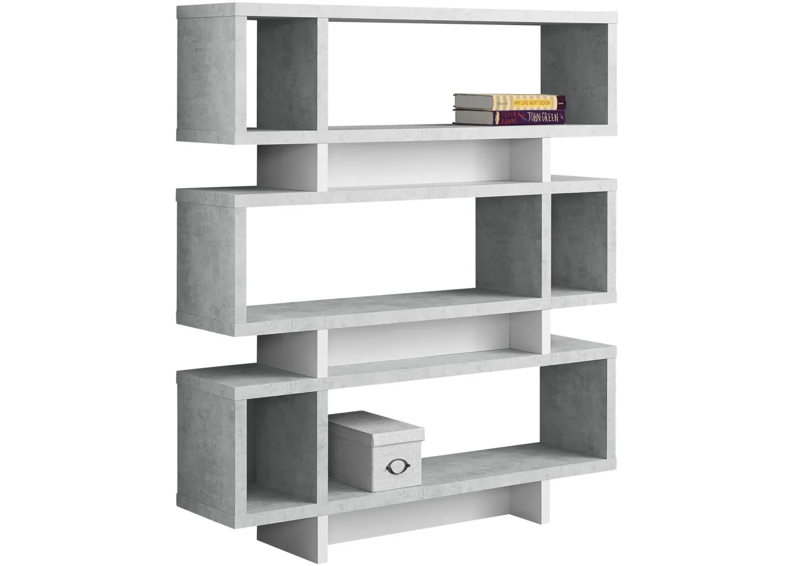 Bookshelf, Bookcase, Etagere, 4 Tier, 55"H, Office, Bedroom, Laminate, Grey, White, Contemporary, Modern