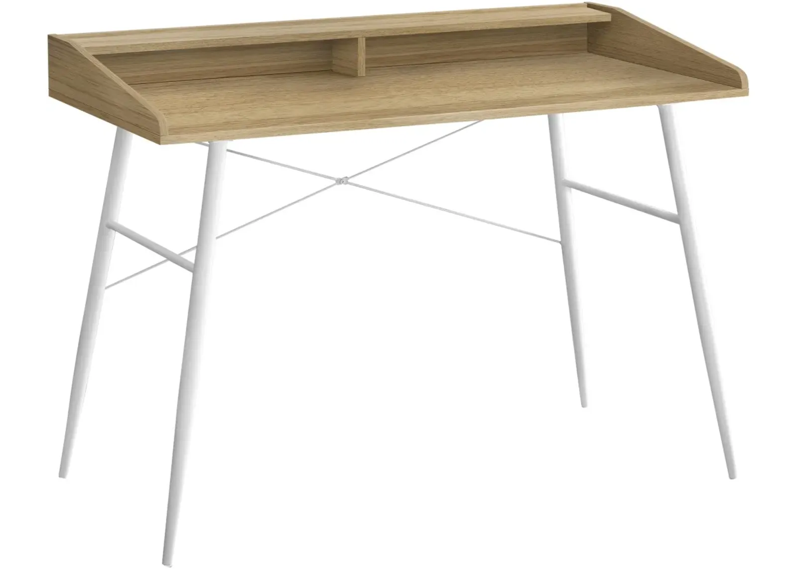 Computer Desk, Home Office, Laptop, Storage Shelves, 48"L, Work, Metal, Laminate, Natural, White, Contemporary, Modern